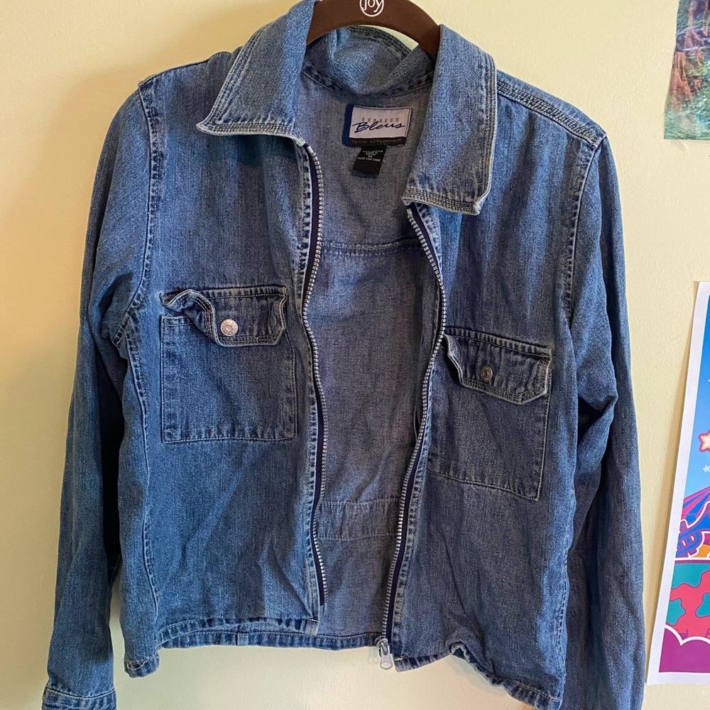 Vintage zipper soft denim jacket